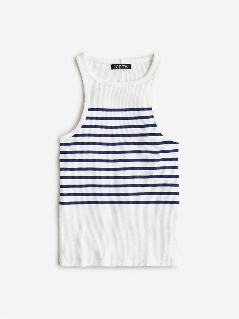 J. Crew Striped Vintage Rib Ribbed Halter Tank - Cream & Navy Large